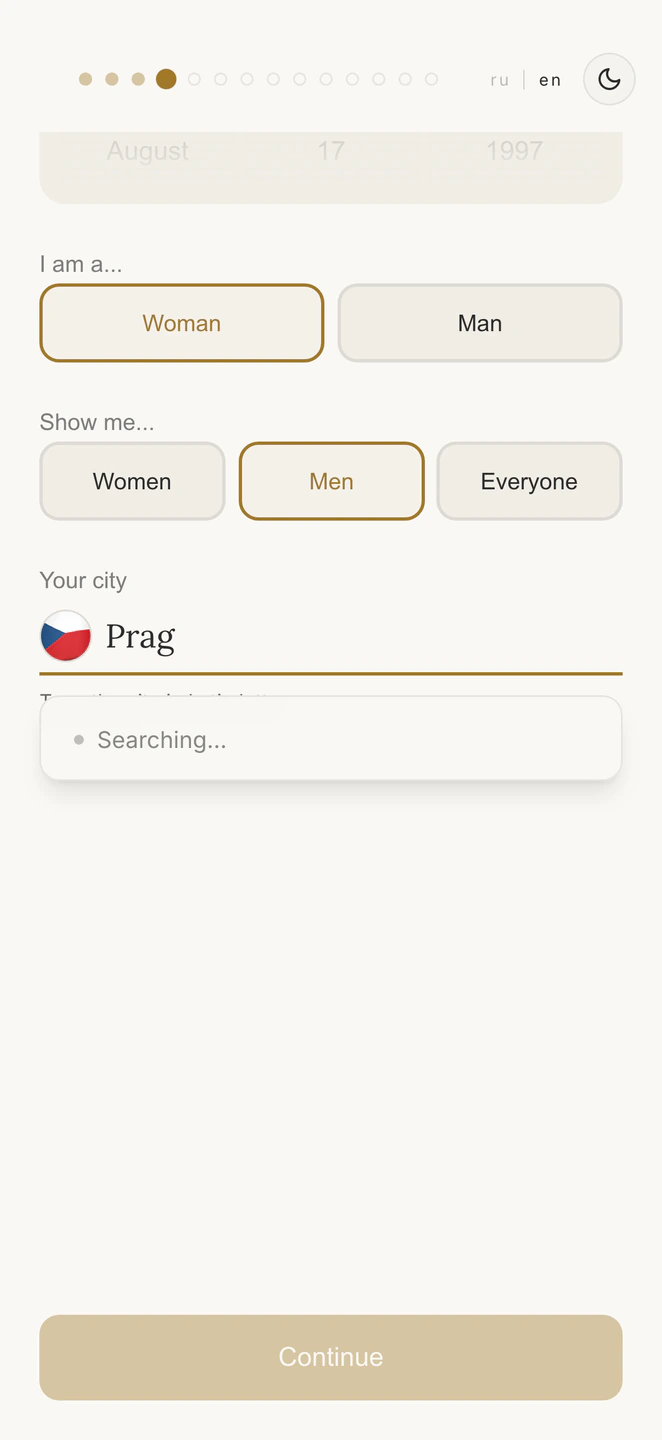 Your own city name, offered after the search