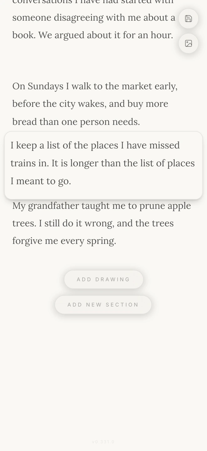 A clear page while you move a paragraph
