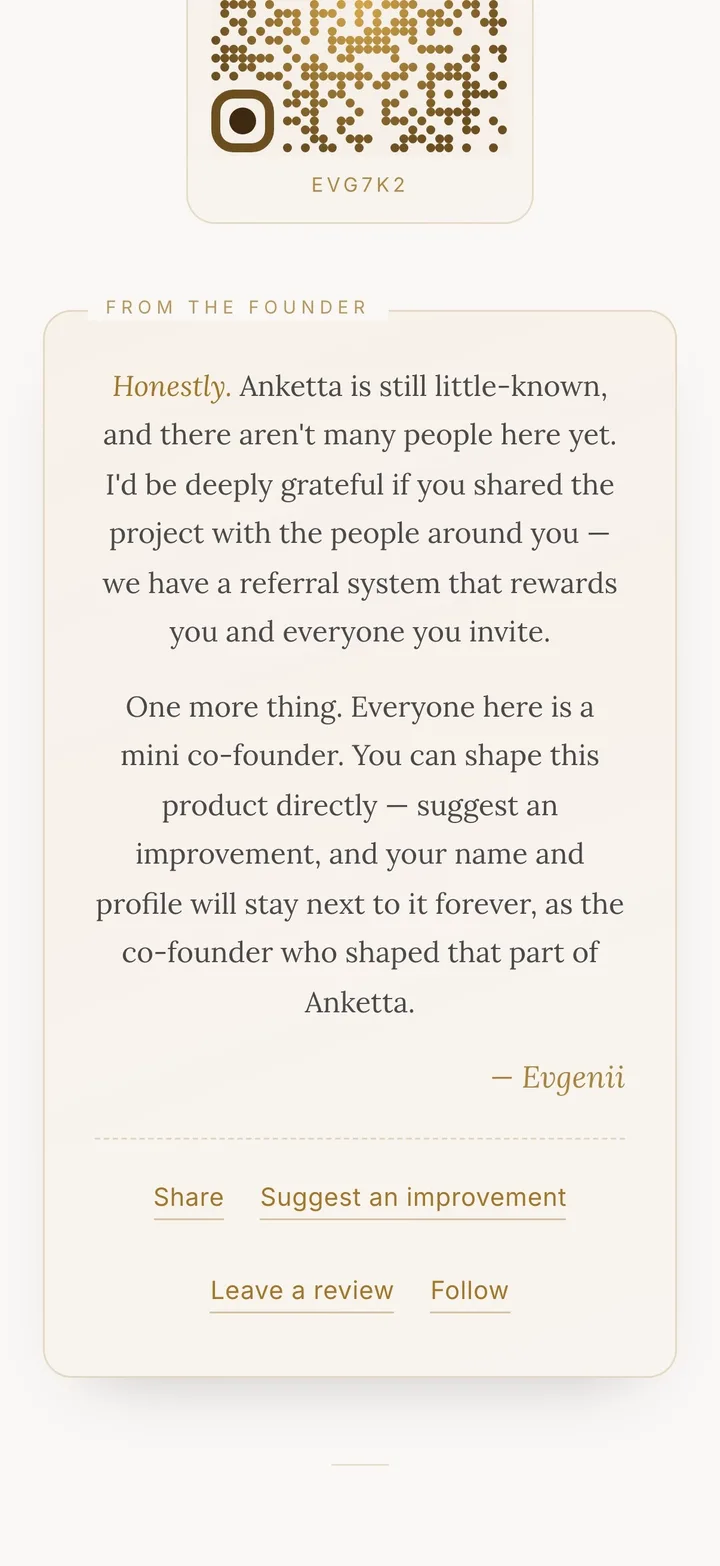 The founder note answers in place