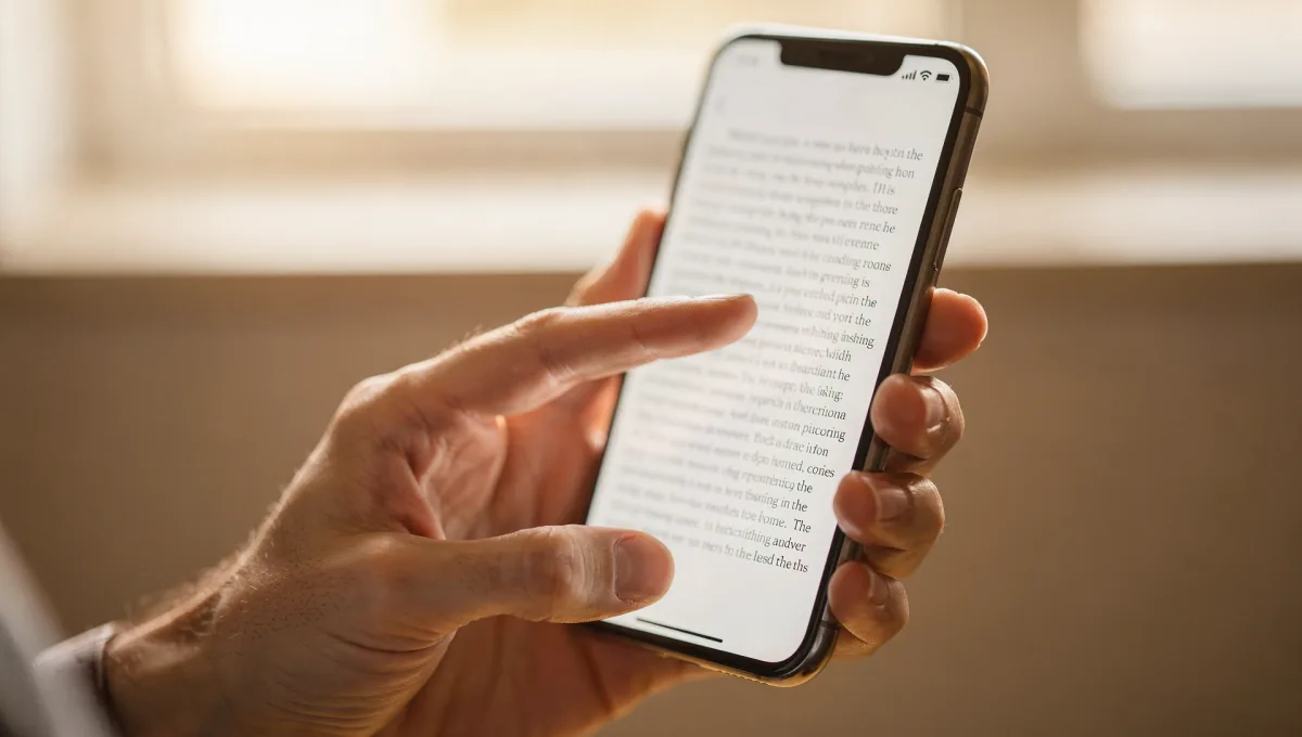 A reader highlighting meaningful phrases in someone's written dating profile instead of swiping past a photo